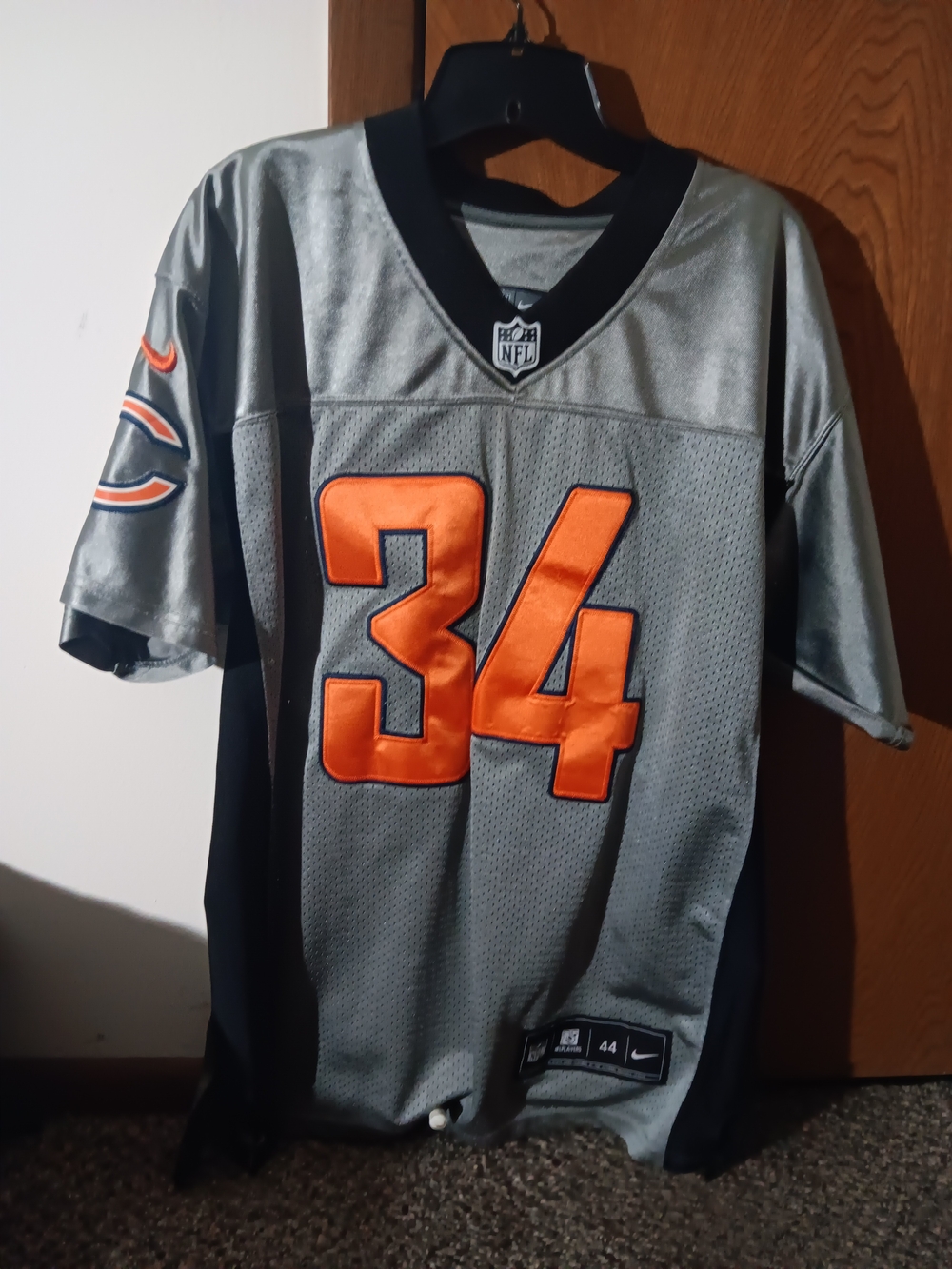 Nike Men’s Gray and Orange #34 Football Jersey